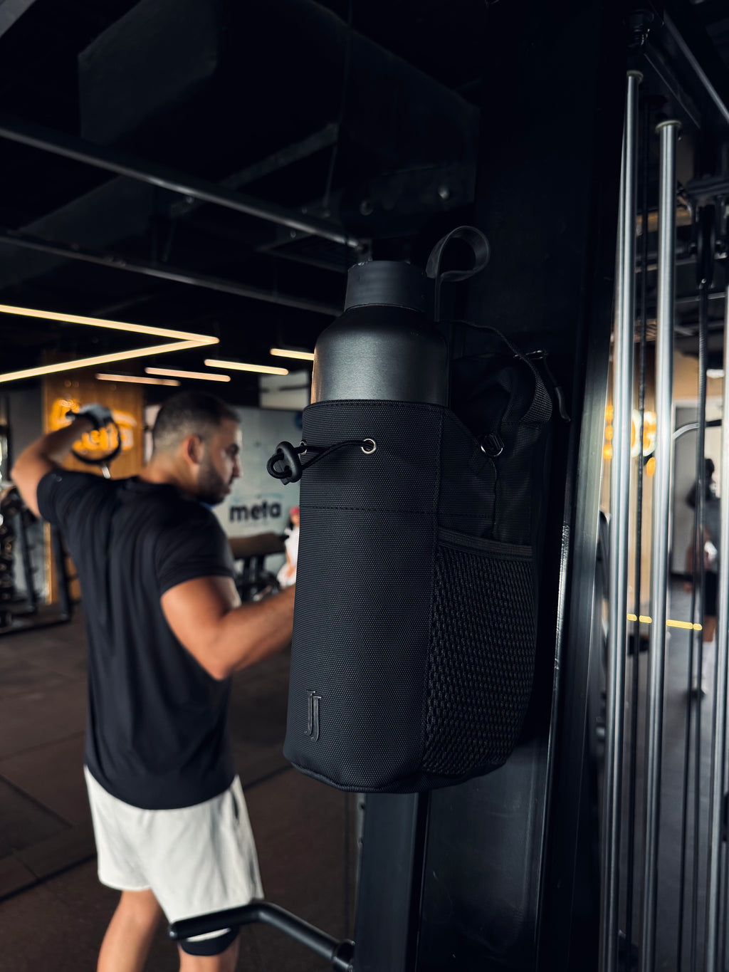 Bunjji gym bag keeping phone and keys off the floor during workout